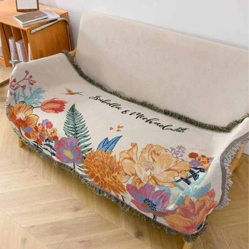 纯棉纱布盖毯沙发巾--盛世花园 90*180 2