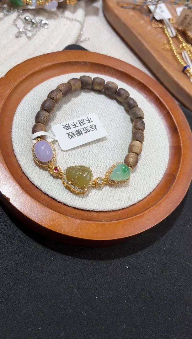 吊坠(不含链)银S925镶嵌翡翠手串
