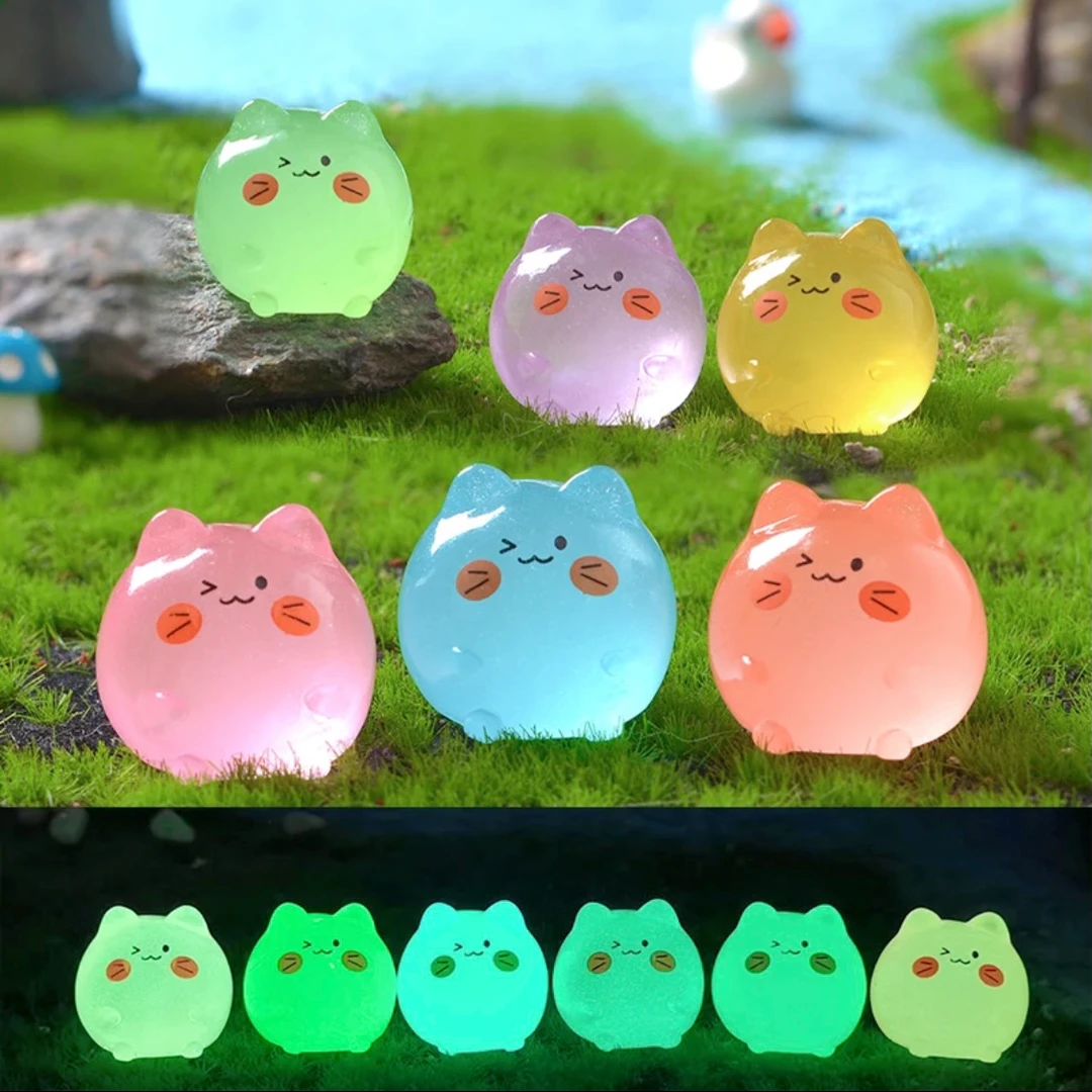 【直播拆】夜光小胖猫树脂可爱萌粒摆件手工diy装饰摆件