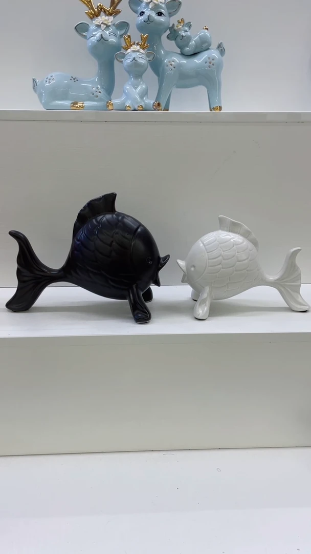 陶瓷黑白鱼 一对