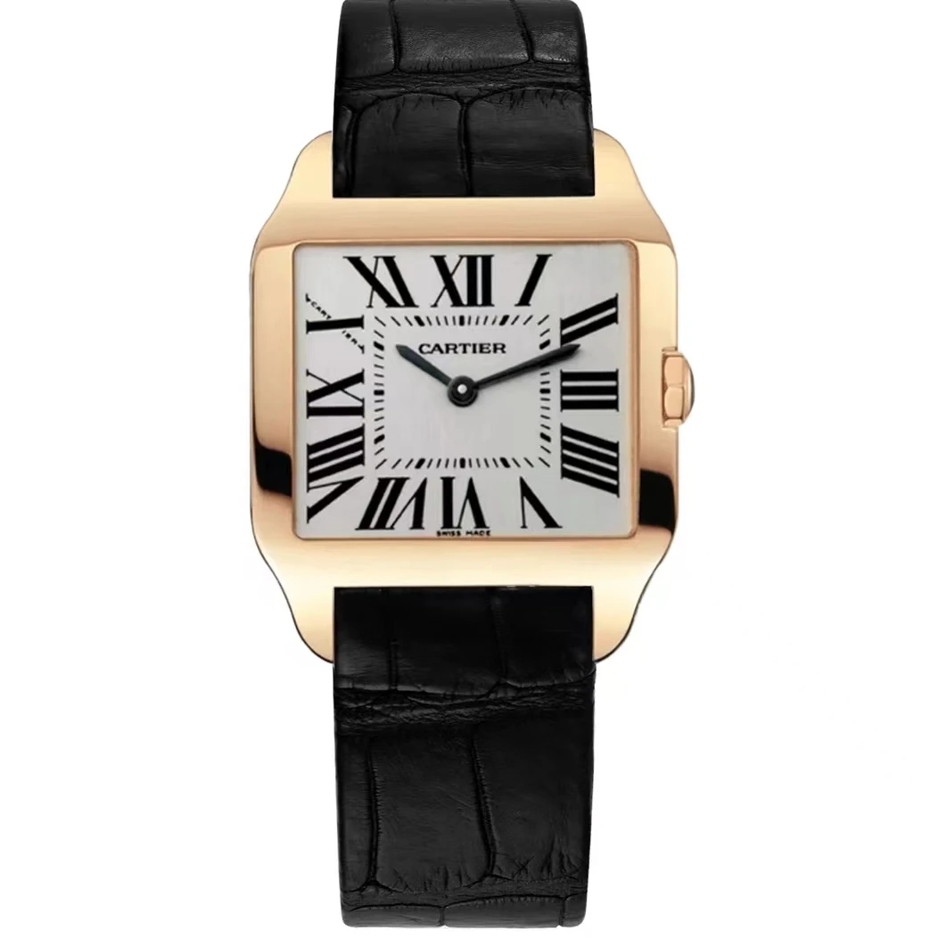 99新 Cartier/卡地亚 山度士W2009251 玫瑰金 石英方形 女款 单表