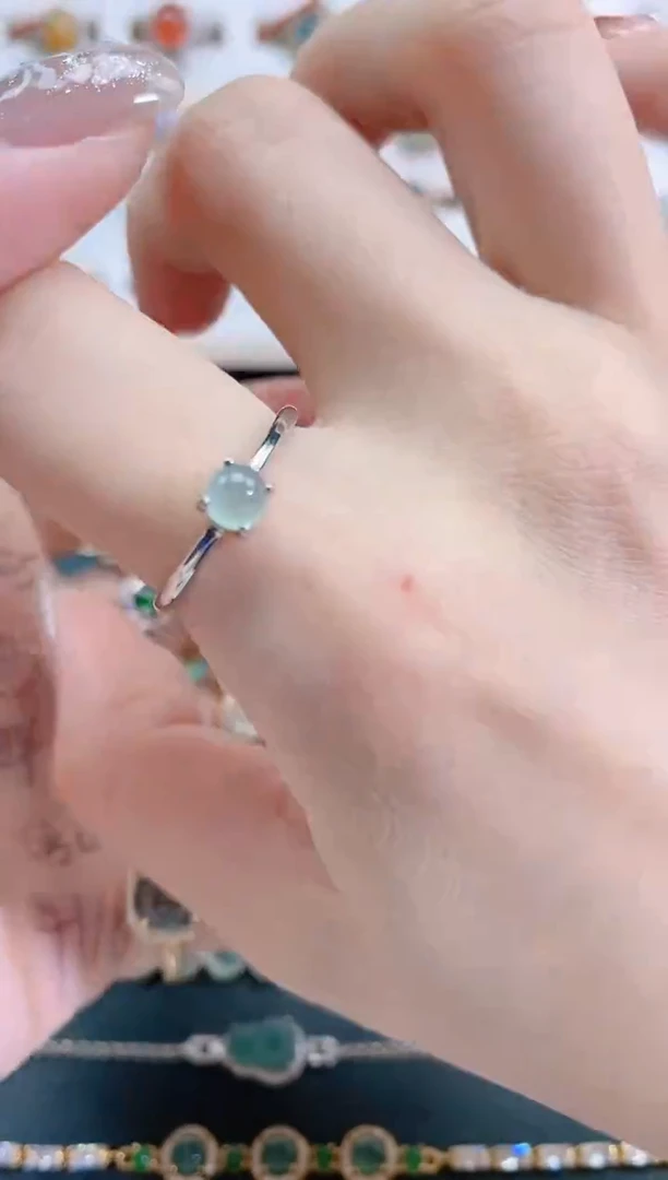 银S925镶嵌戒指翡翠天然翡翠