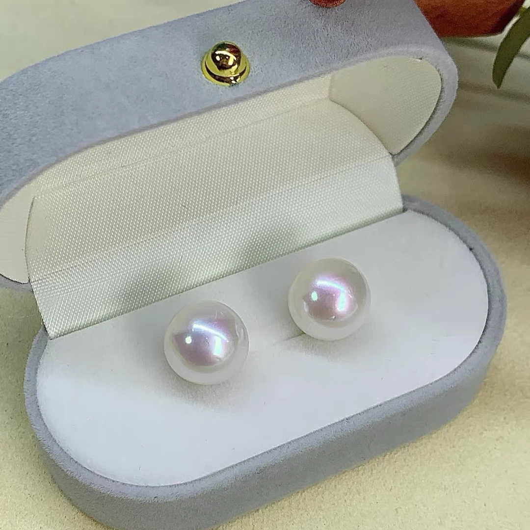 10-11mm高品质正圆爱迪生耳钉大粒气质百搭100%正品珍珠耳钉