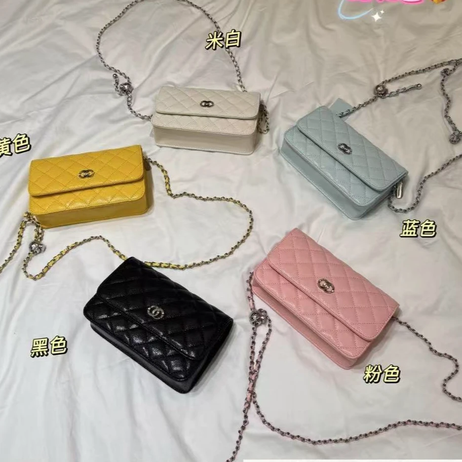 [C615]奢品包包单肩斜挎小香风真皮迷你鱼子酱发财包女包百搭