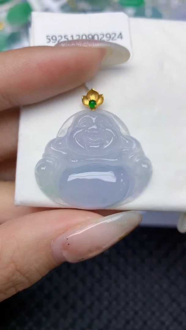 颈饰18K金镶嵌翡翠天然缅甸翡翠a货百元以上9元证书费自理