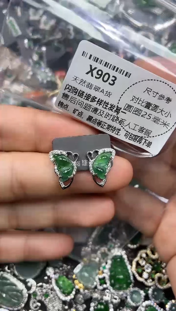 颈饰未镶嵌翡翠X903耳钉