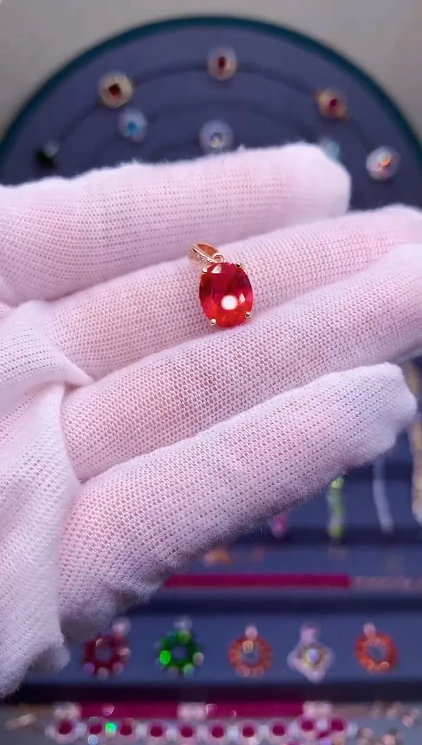 【闪购商品】红宝石颈饰银S925镶嵌5