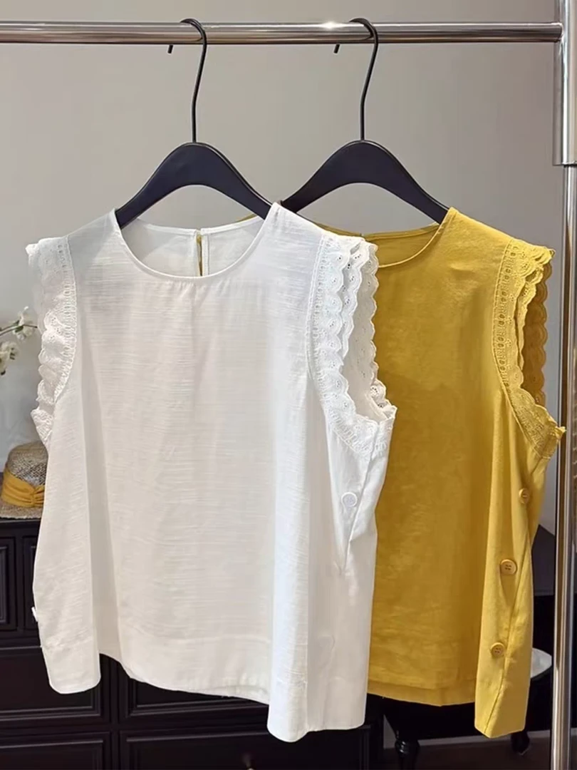 2571气质减龄两侧扣子净面无袖打底