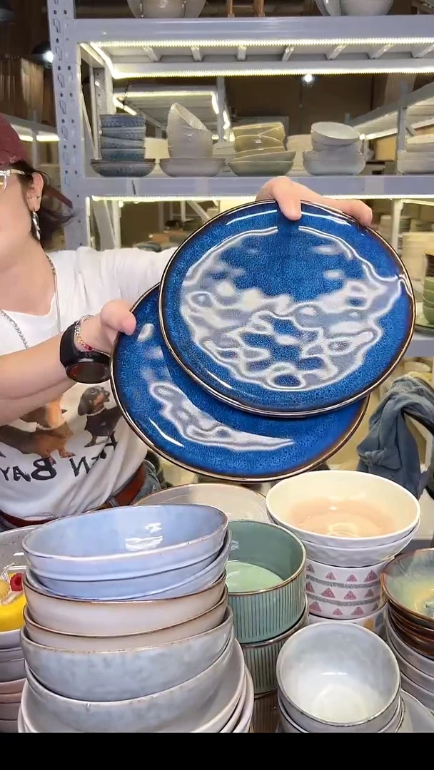 瓷189外贸尾货高温釉下彩陶瓷餐具默认微瑕