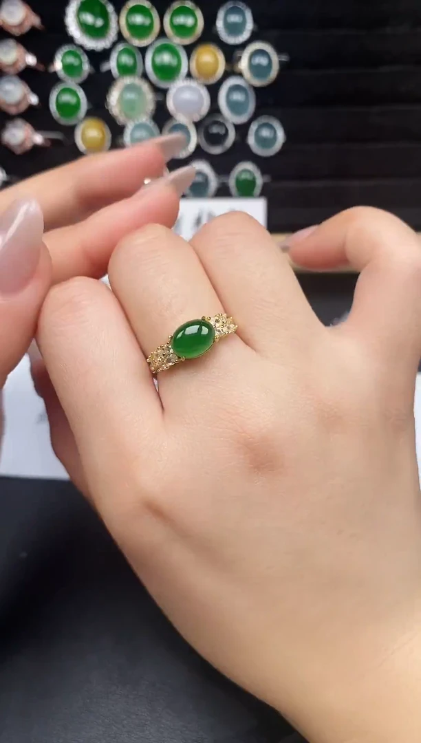 银S925镶嵌戒指翡翠38538