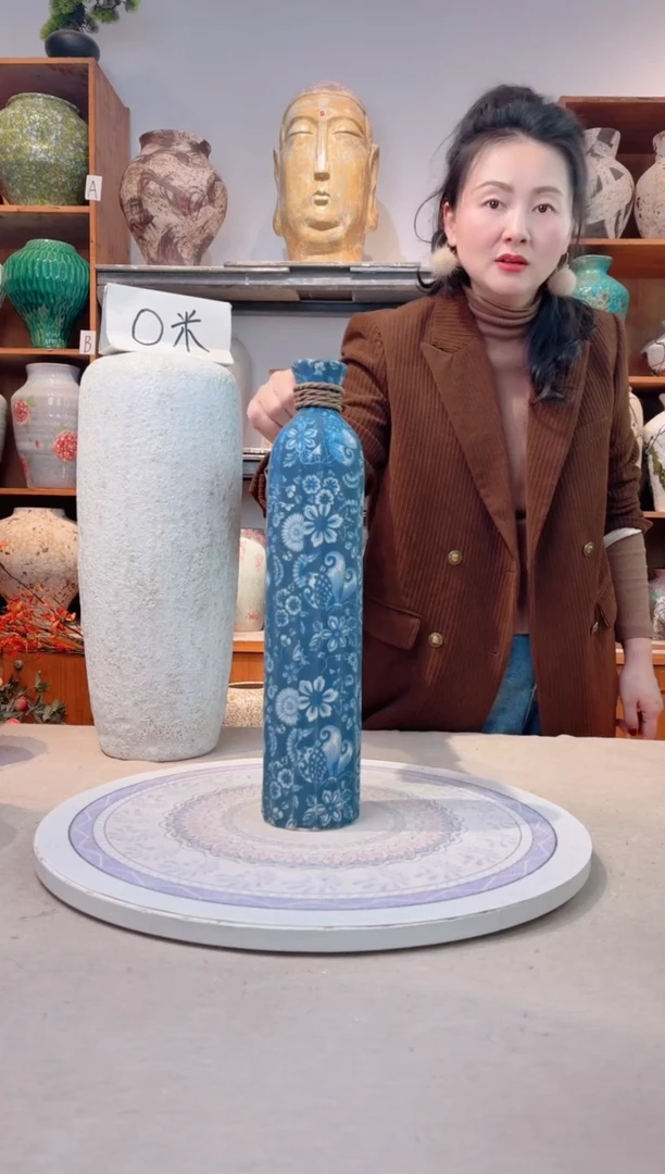 瓶 陶瓷花瓶 无花  福利 不能装水 青花麻绳 大 号