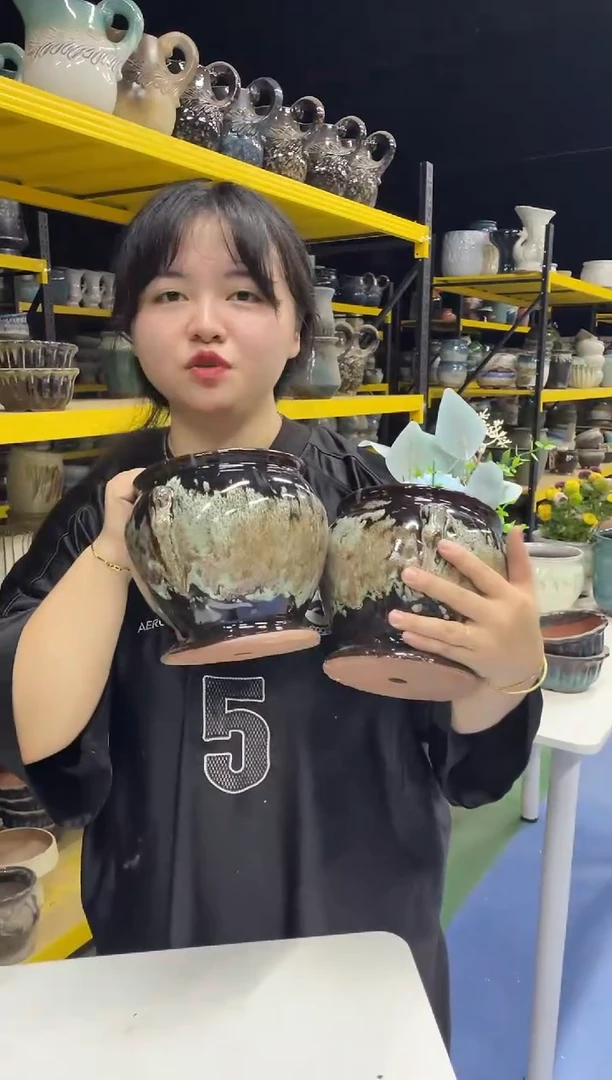 宜兴紫砂粗陶花盆15*15