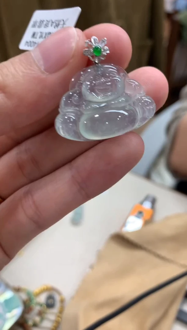 吊坠(不含链)18K金镶嵌翡翠佛公