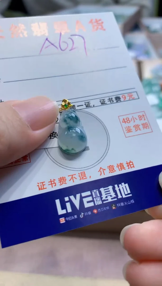 颈饰18K金镶嵌翡翠天然翡翠挂件