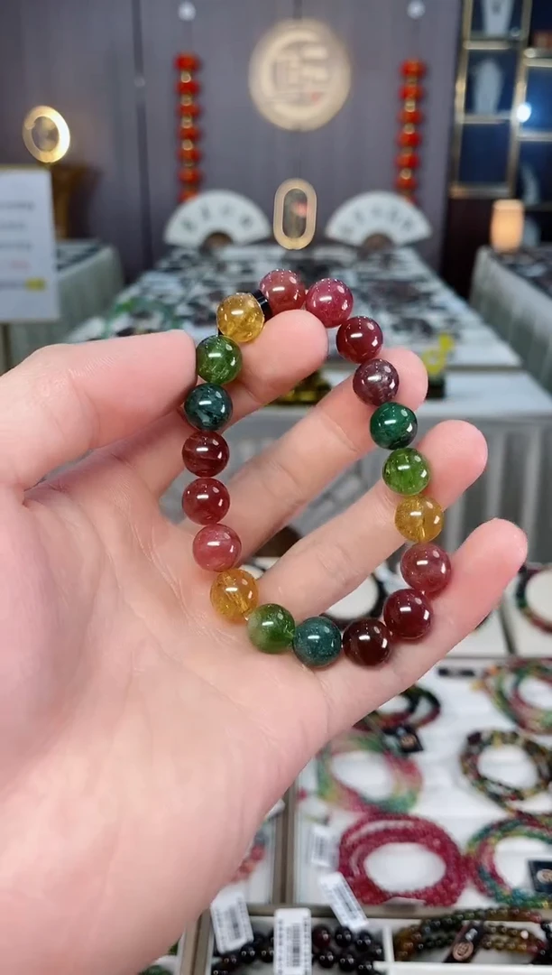 未镶嵌收藏级老矿碧玺单圈手串10mm+碧玺xion多样性发货一条