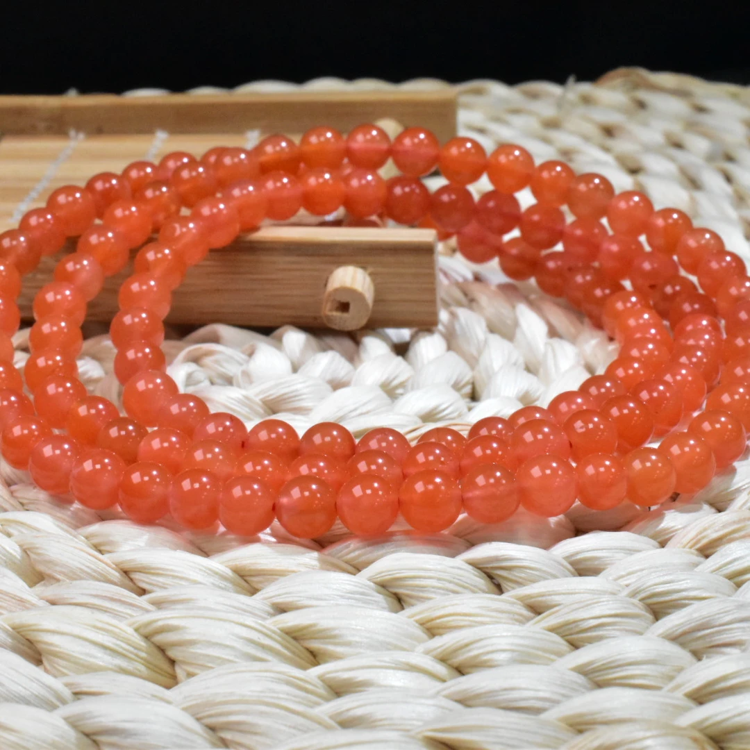 【一九珠宝】卡6mm南红保山杨柳亮光长链  YJ9857-2