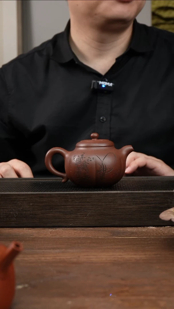 茶杯紫砂?****?紫泥柿圆   梅兰竹菊  240CC