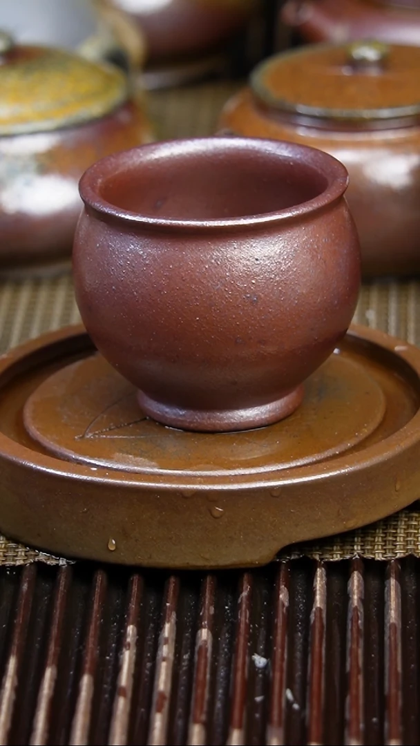 茶壶紫砂k*f柴烧 主人杯 红皮龙