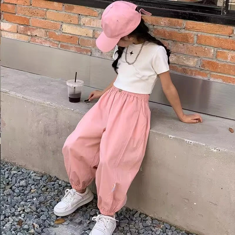 女童休闲裤夏季新款韩版薄款长裤2025宽松裤子春秋洋气儿童束脚裤