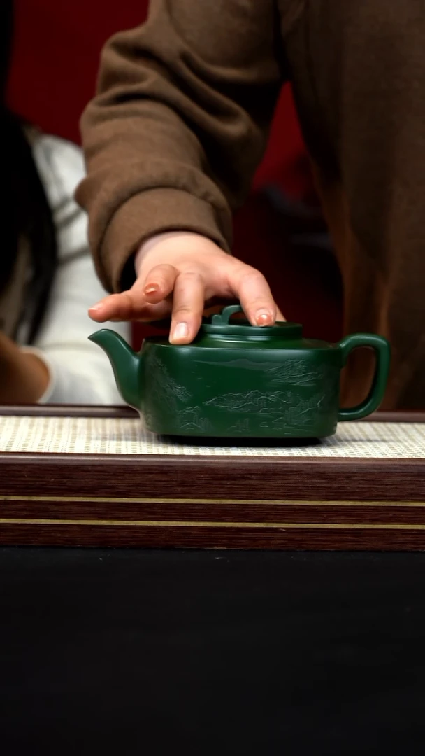 茶壶紫砂96 谈俊祥 绿泥 四方君玉 450cc