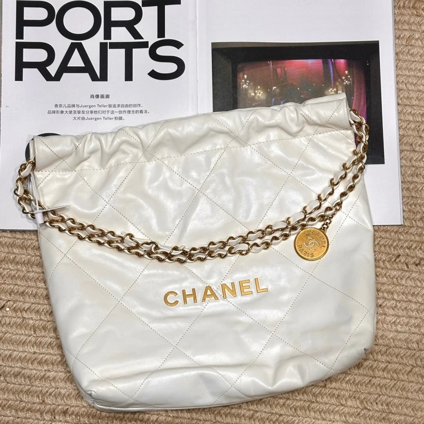 99新 Chanel/香奈儿 23K 白金牛皮22bag 小号