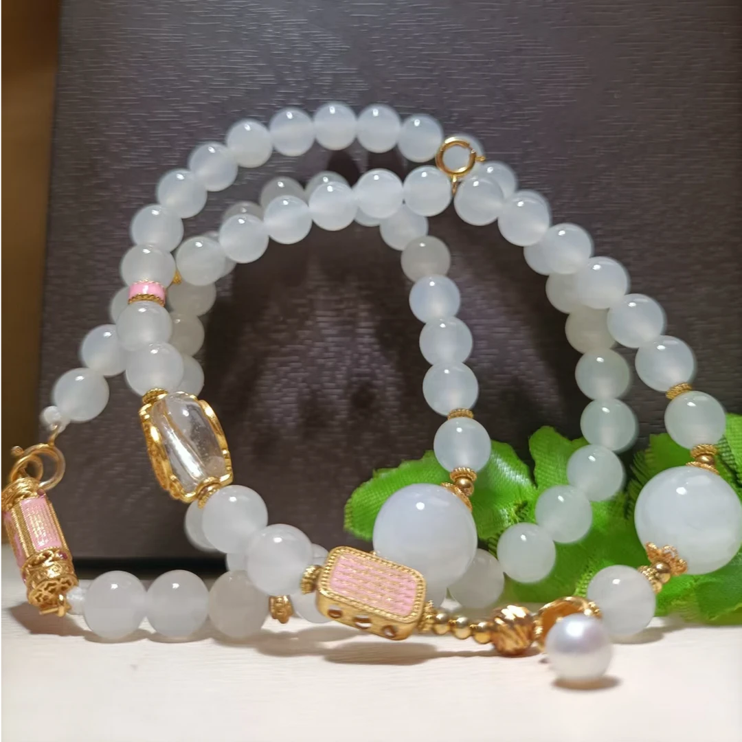 S925和田白玉diy项链