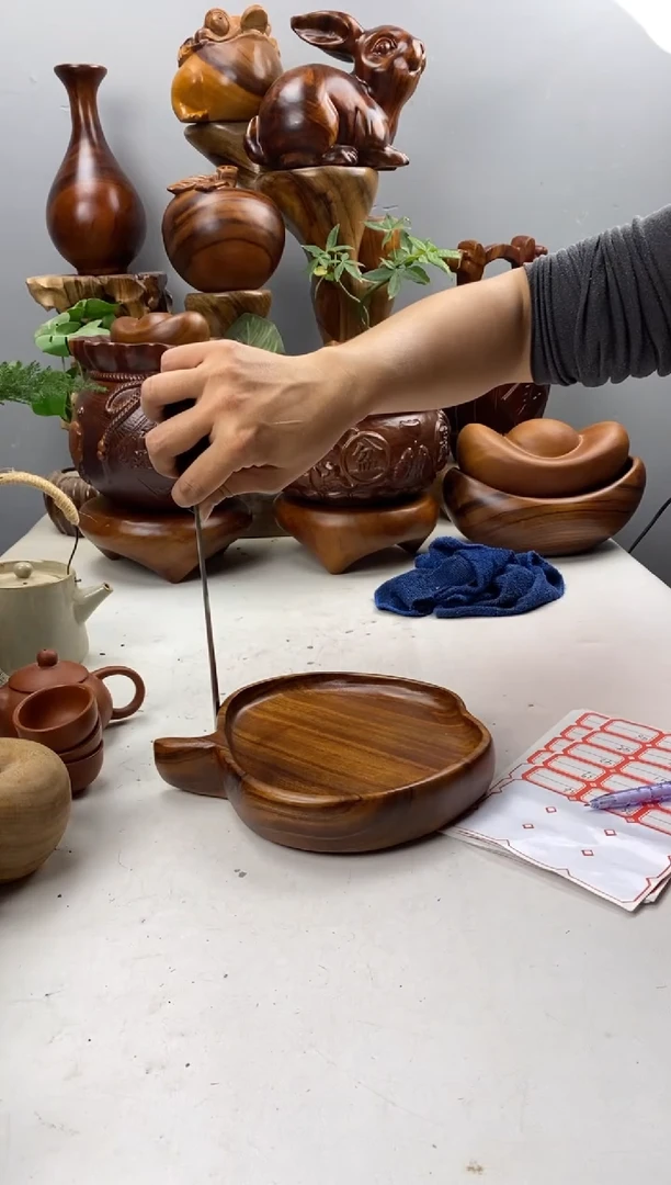 香樟木A34苹果盘/尺寸20*21*4