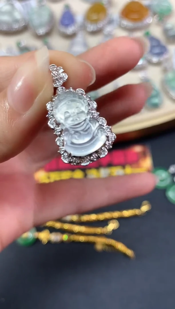 吊坠(不含链)18K金镶嵌翡翠吊坠(不含链)|9800