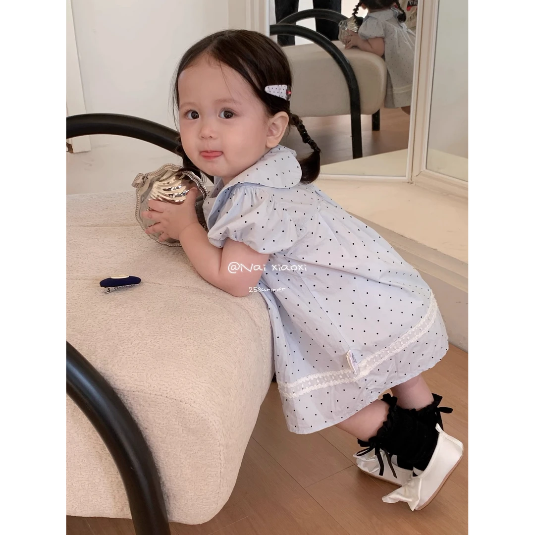 女童娃娃领连衣裙2025夏款儿童俏皮可爱百搭透气女宝宝纯棉连衣裙