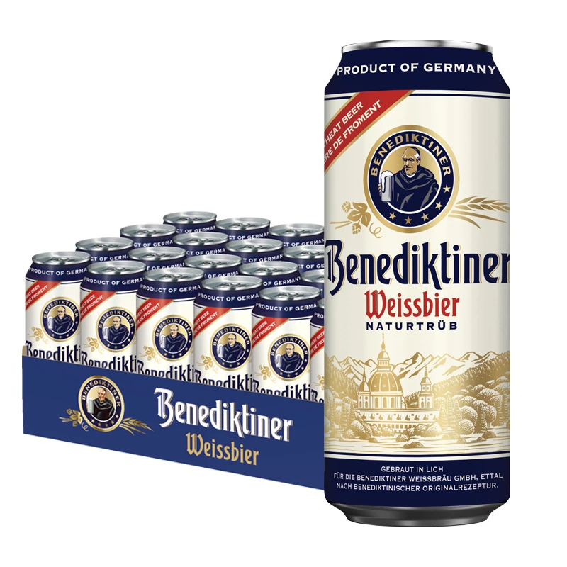 德国原装进口百帝王原浆精酿小麦白啤酒500ml*12/24听整箱特价