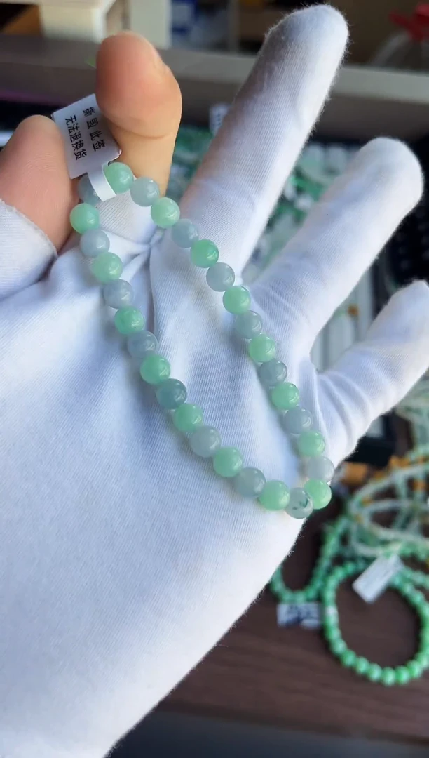 散珠翡翠翡翠手串卡6+