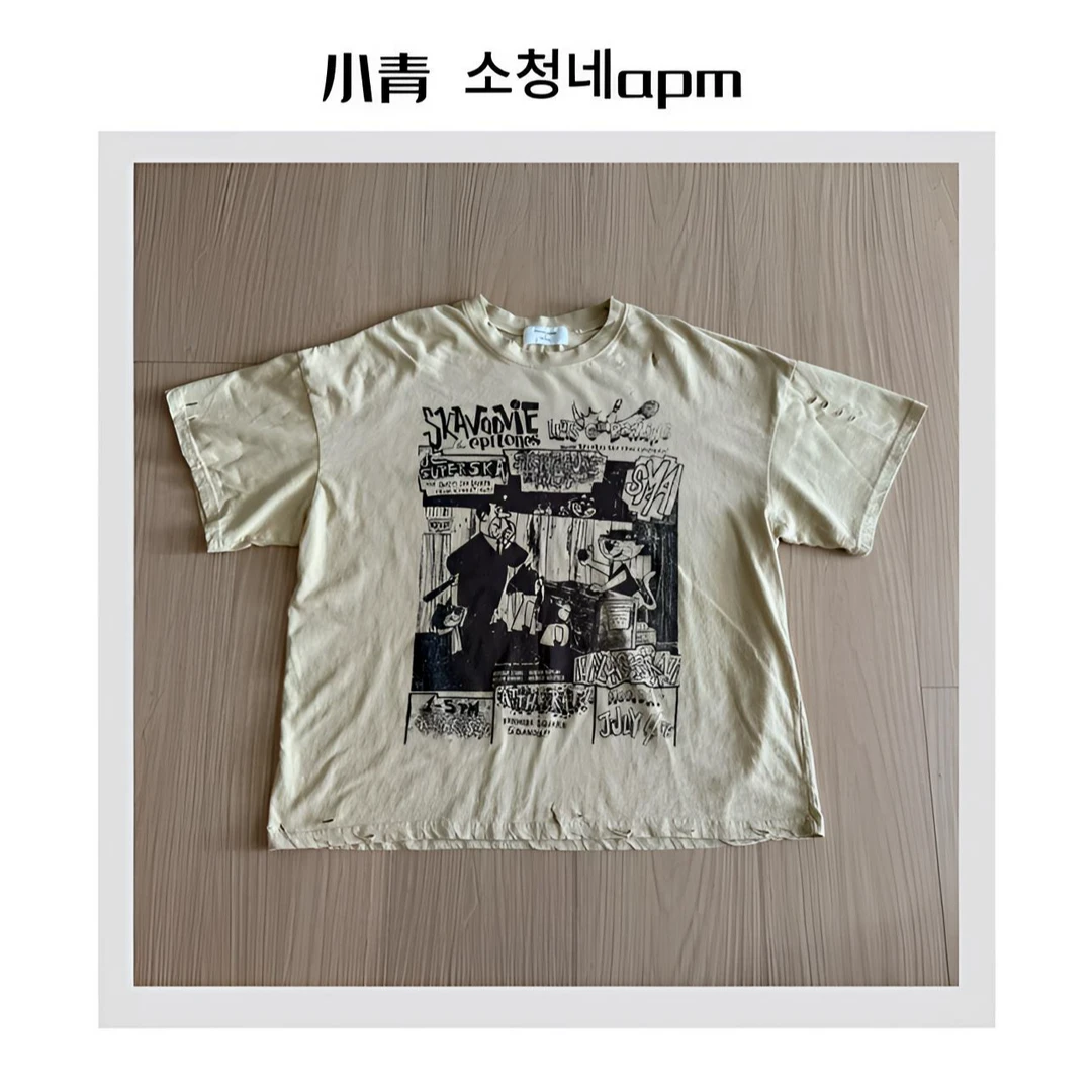 韩国东大门 THE/猫猫商店印花卡通T恤