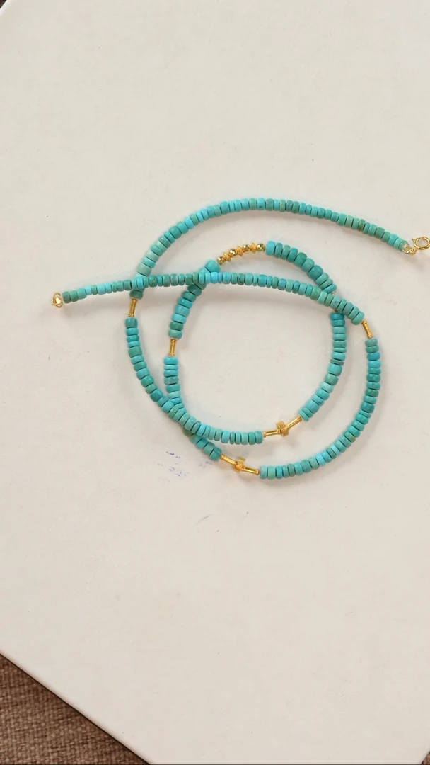 18K金镶嵌绿松石项链1