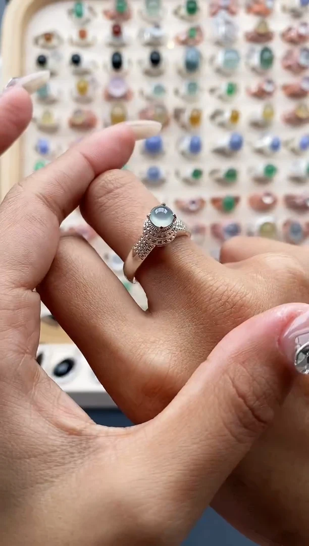 【闪购商品】翡翠戒指未镶嵌缅甸天然A货翡翠444   7+4