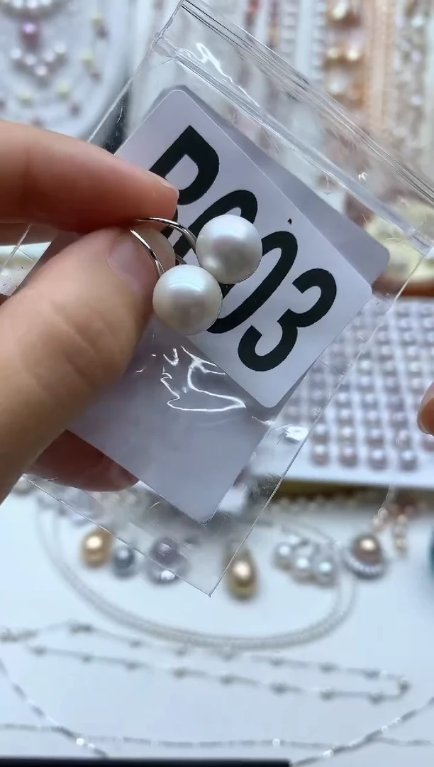 银S925镶嵌淡水珍珠耳饰1