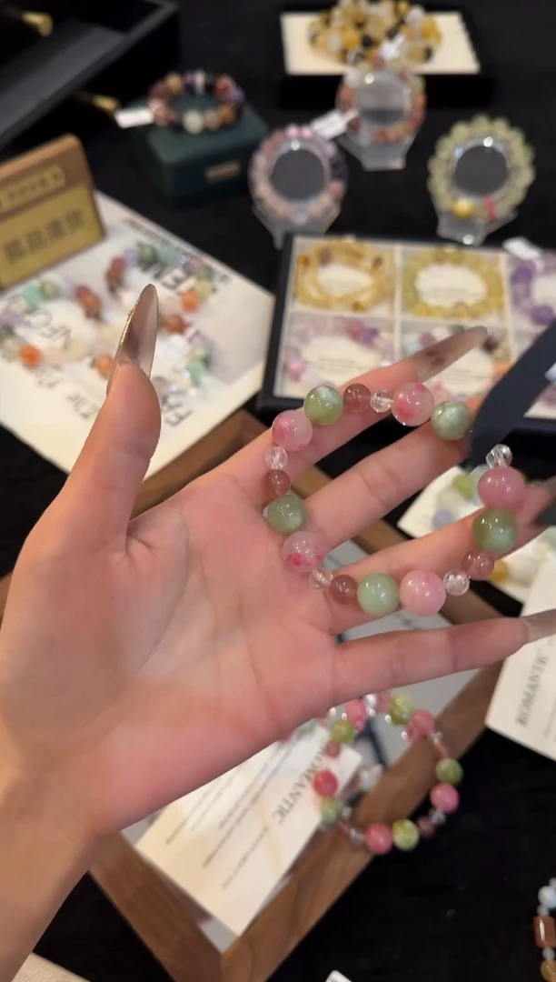 合金手链水晶蔷薇岫玉手链x3402