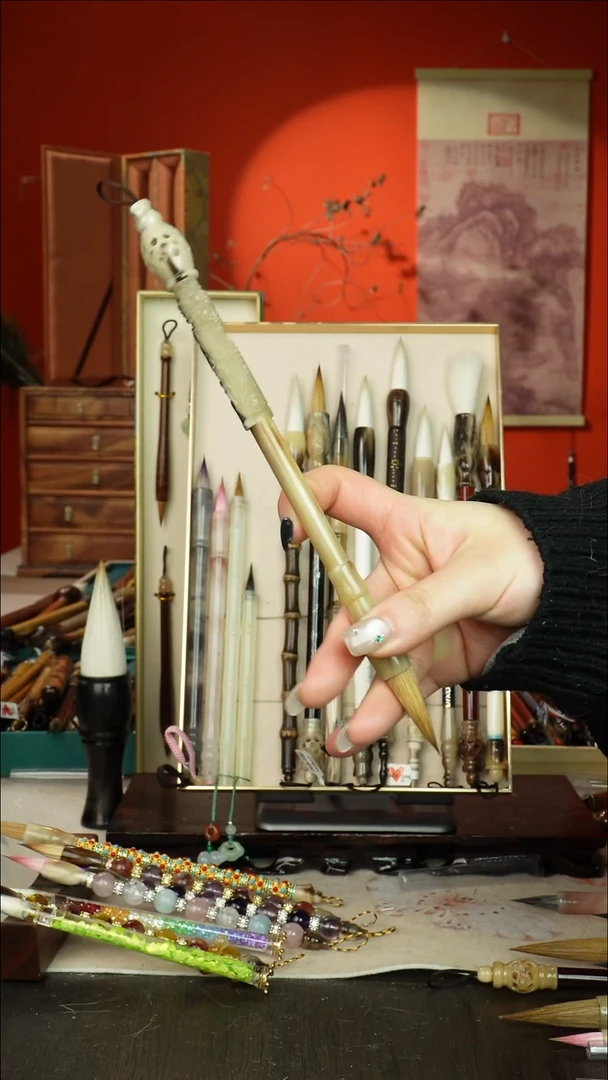 452号闪孤品高货毛笔链接 清水试笔 蘸墨不退