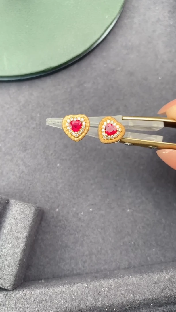 18K金镶嵌耳饰红宝石0.51ct红宝石   定制   FG