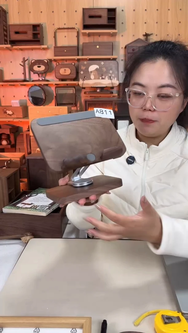 木811北美黑胡桃双手机位平板支架特价
