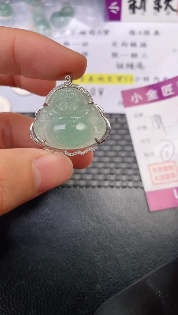 颈饰银S925镶嵌翡翠花**好吊坠