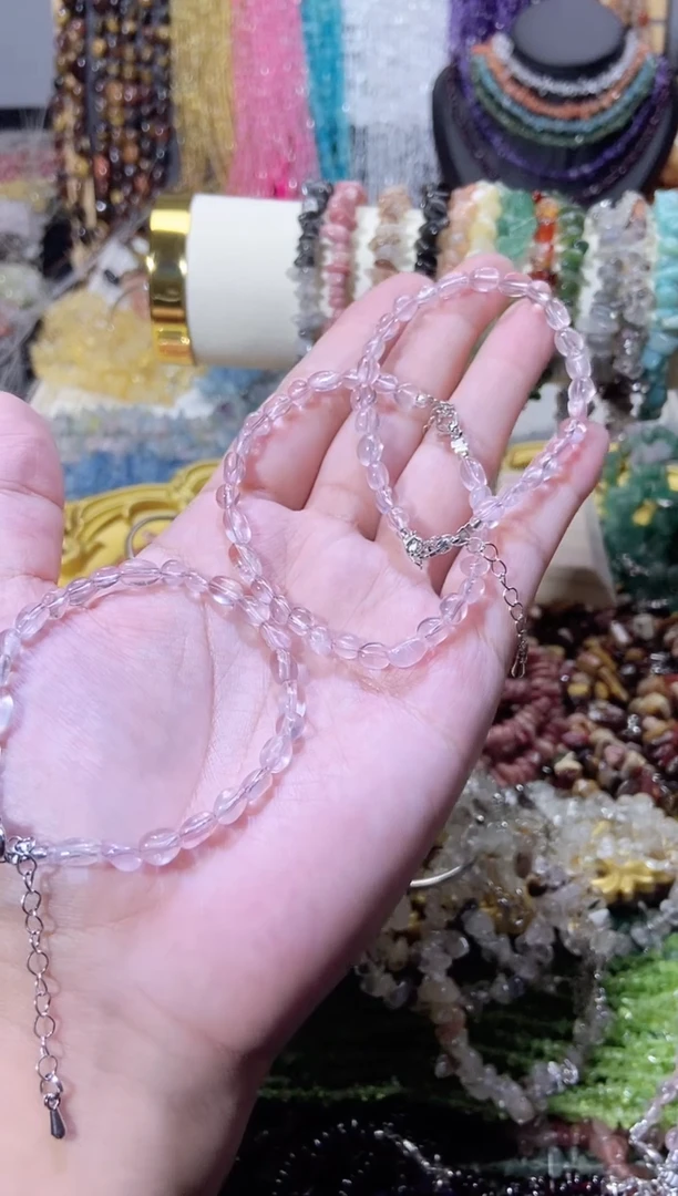未镶嵌珠宝半成品水晶随行粉水晶手链