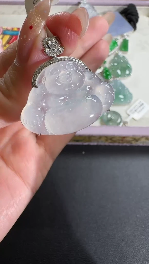 【闪购商品】翡翠吊坠(不含链)18K金镶嵌【源头工厂】钻石镶嵌