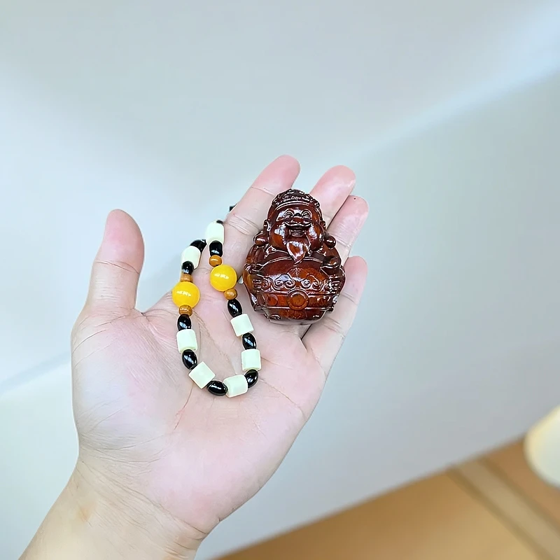 紫檀木【财神】手把件实木雕刻摆件装饰品文玩手把件