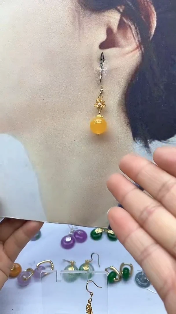 玛瑙/玉髓耳饰14K金镶嵌162