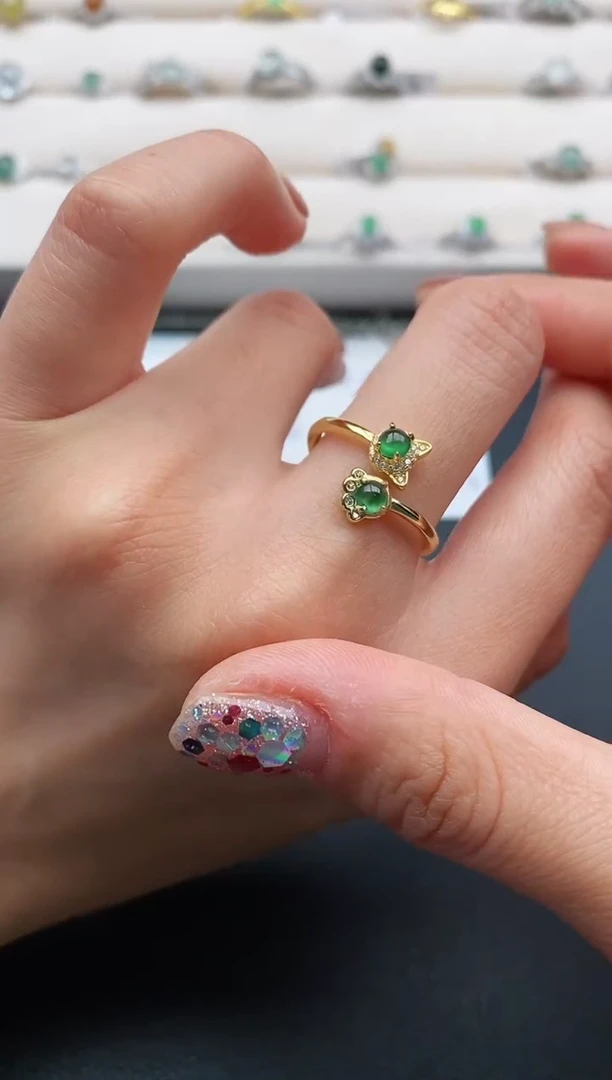 银S925镶嵌戒指翡翠2222222+3