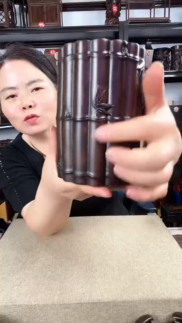 木竹节笔筒老李红木工艺品