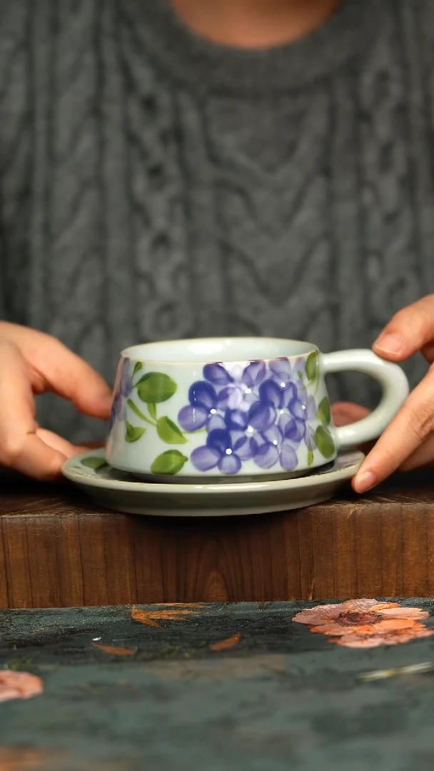 杯釉下彩手工手绘同款陶器