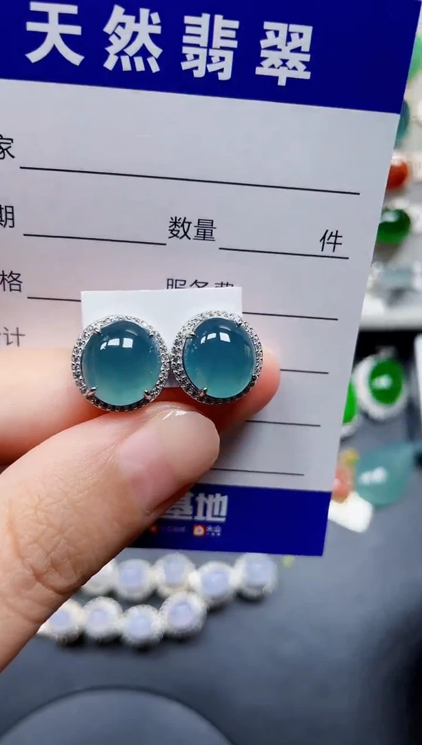 银S925镶嵌翡翠耳饰207