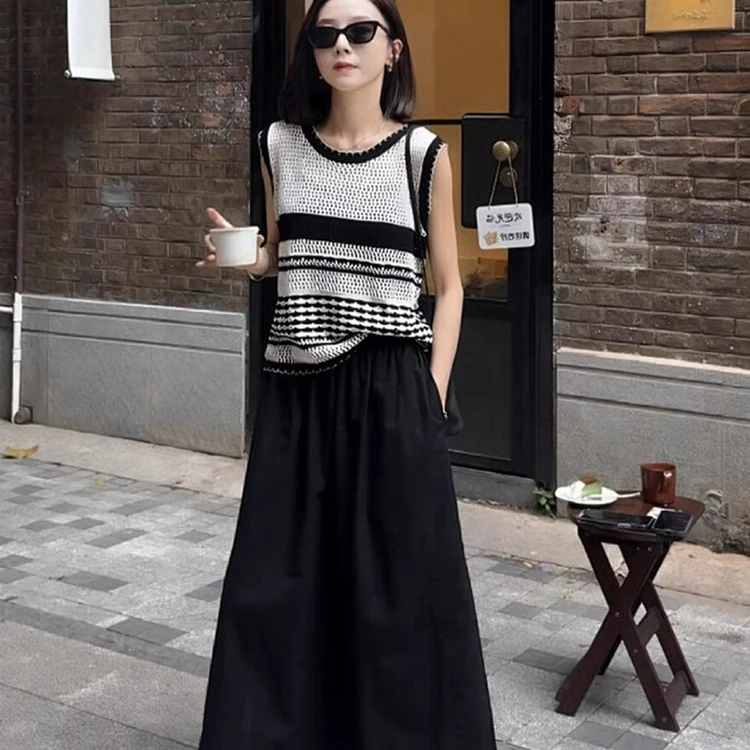 气质镂空针织背心女薄款夏季设计感小众外穿遮副乳高级感无袖上衣