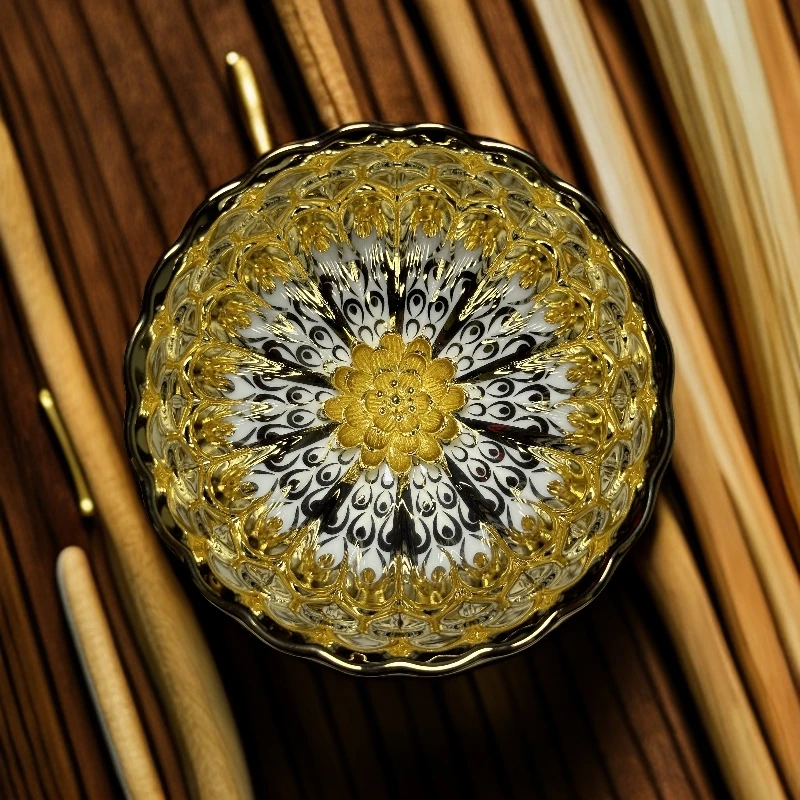 【金莲花】喝茶喝水主人杯陶瓷品茗杯茶盏茶碗单杯无礼盒